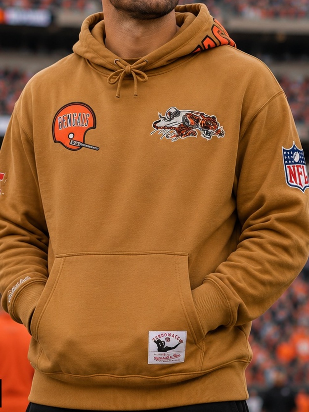 🆕 Mitchell & Ness Cincinnati Bengals Men’s Throwback Hoodie 2XL NWT